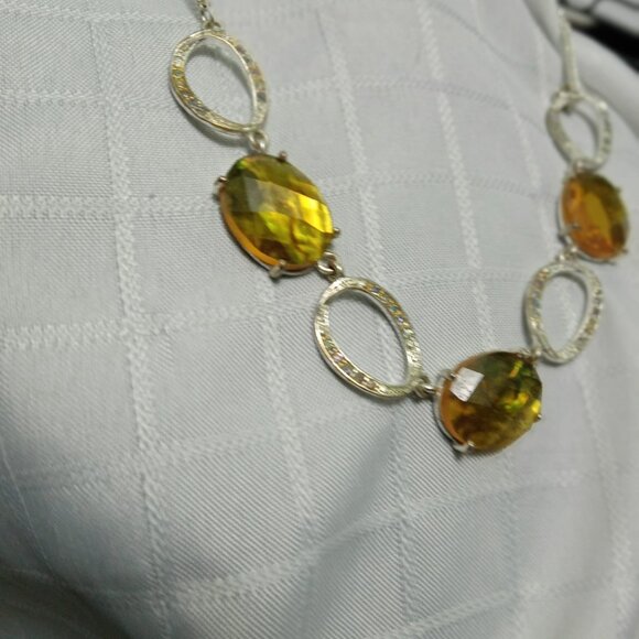 Vintage Honey Topaz Quartz Sterling Silver Necklace and earrings - Picture 4 of 6